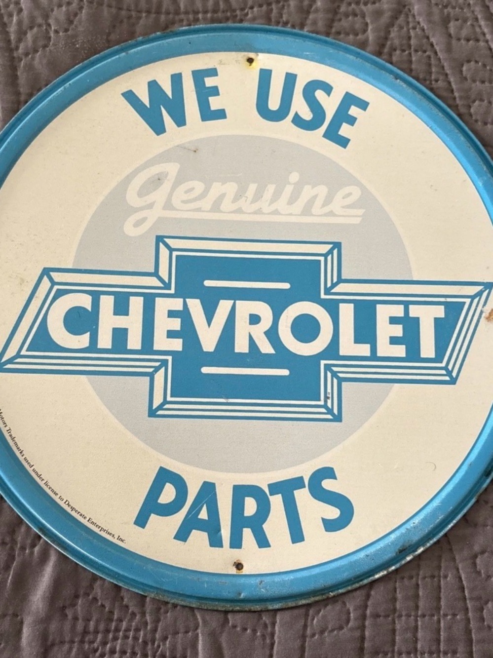 Genuine Chevrolet Parts Vintage Metal Sign - Blue & White